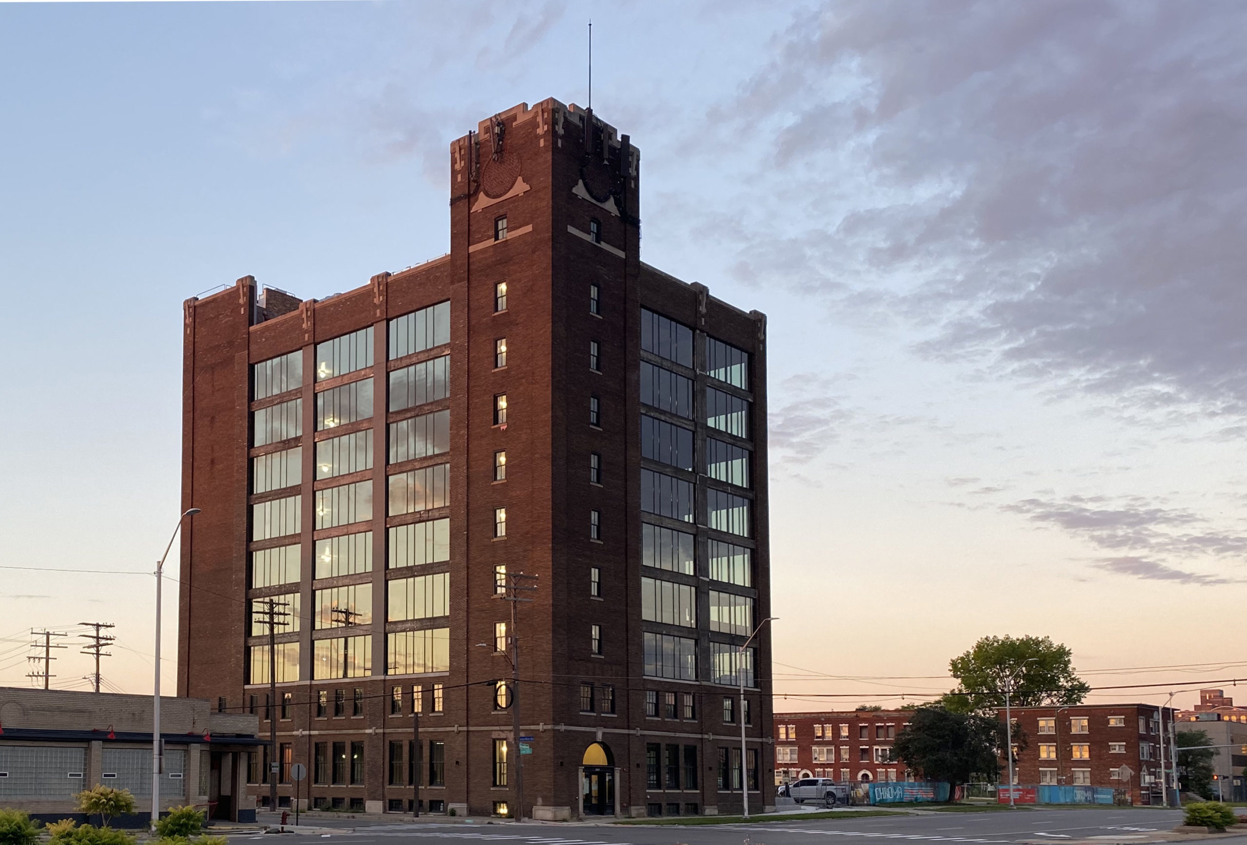 View of Chroma office building along E. Grand Boulevard in Detroit