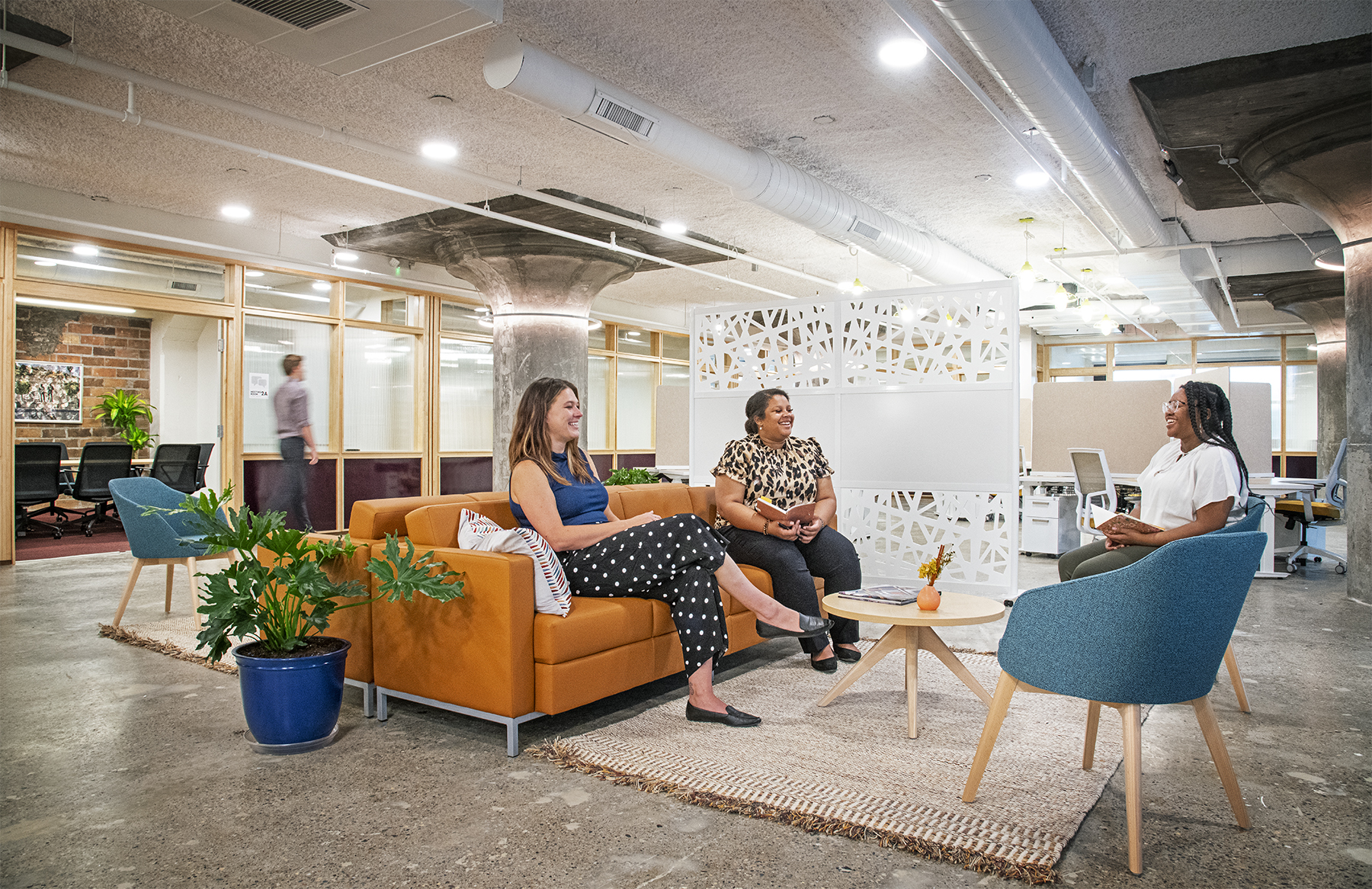 People gathered in coworking space